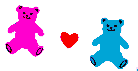 picture of one pink and one blue bear